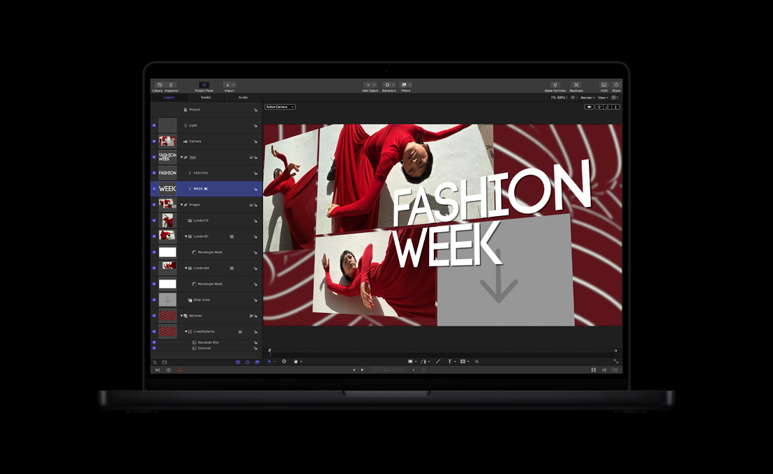 Layers Apple Motion в проекте графического шаблона