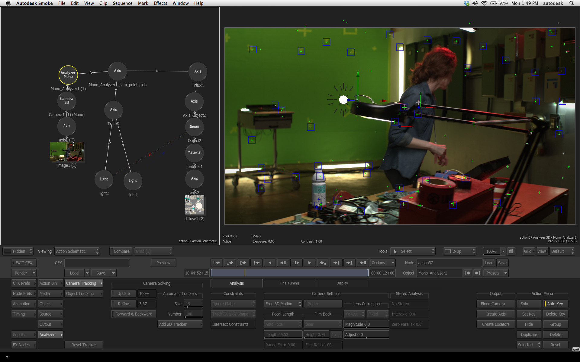 Autodesk Smoke 2015: 3D-трекинг в Action с точками анализа