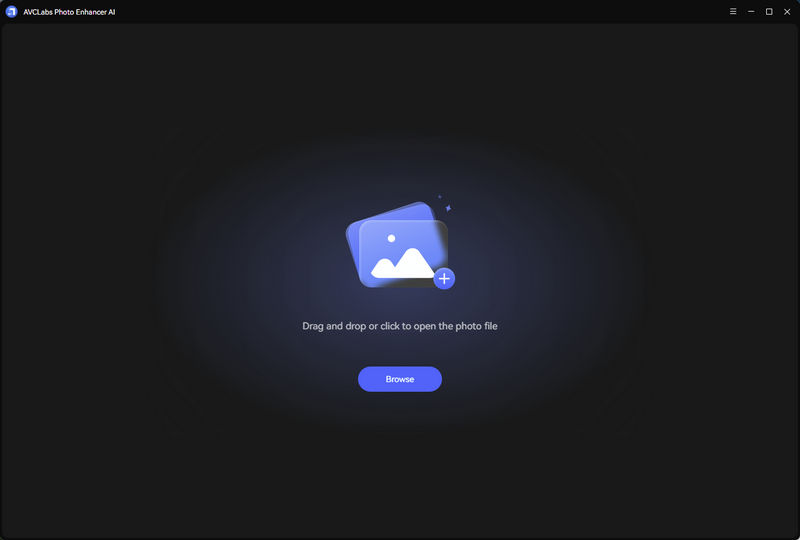 Стартовое окно AVCLabs Photo Enhancer AI с кнопкой Browse