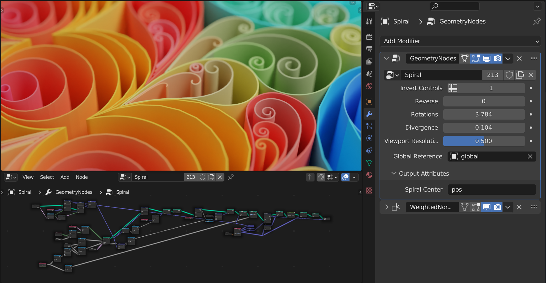 Geometry Nodes в Blender: модификатор и связанный узловой граф