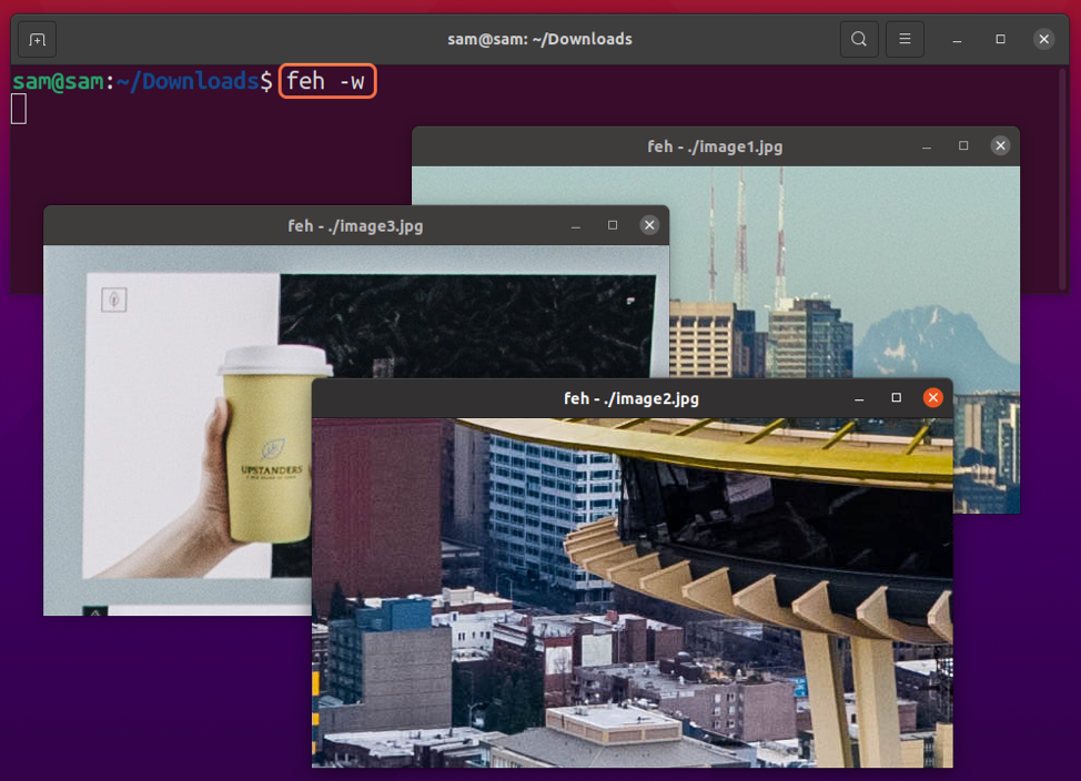 Несколько отдельных окон Feh в режиме multiwindow на рабочем столе Linux