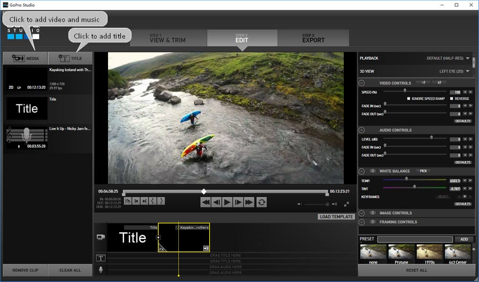 Монтаж в GoPro Studio с титрами и музыкальной дорожкой