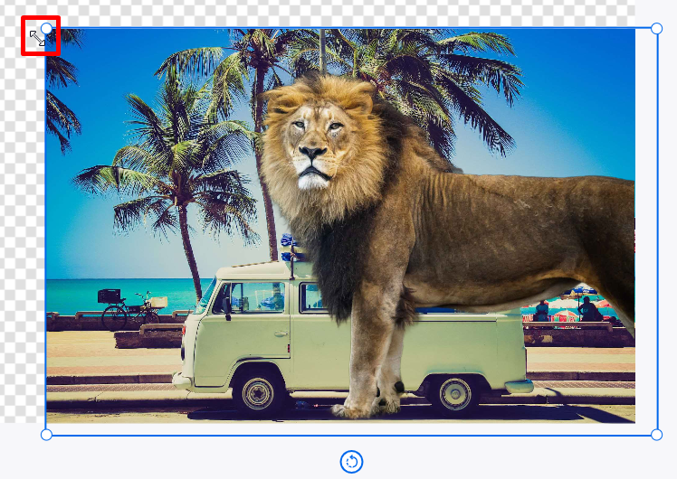 Изменение размера фона за угловой маркер в InPixio Online Photo Editor