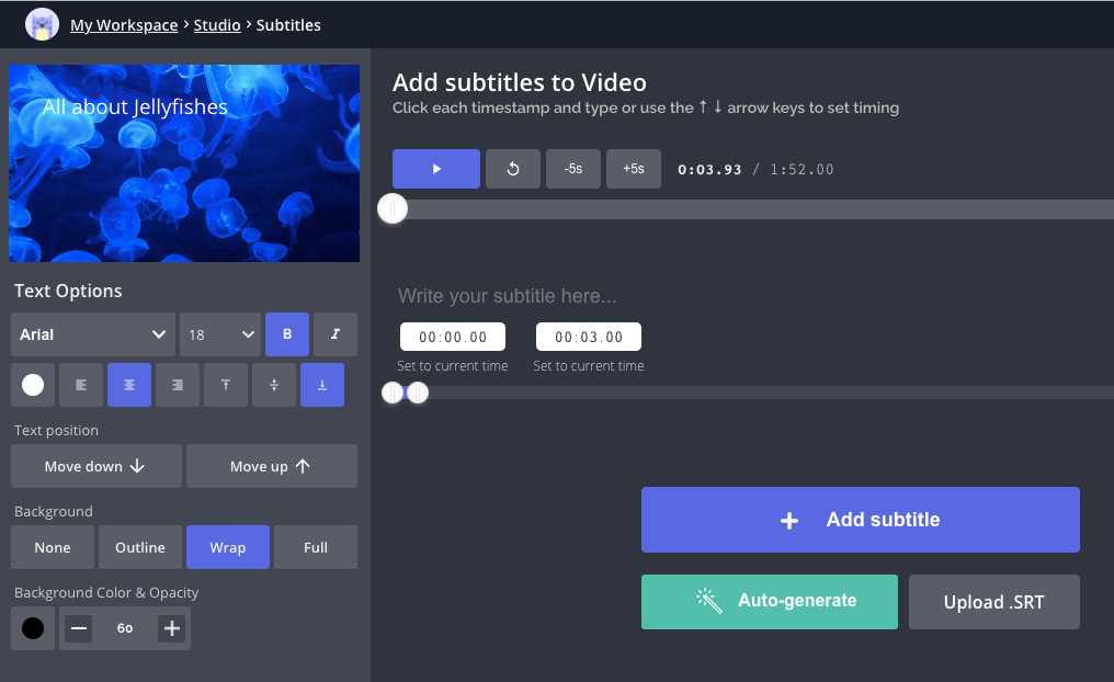 Kapwing: интерфейс сервиса