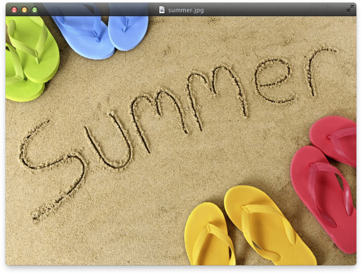 Окно LilyView с фотографией Summer и появившимся сверху заголовком имени файла