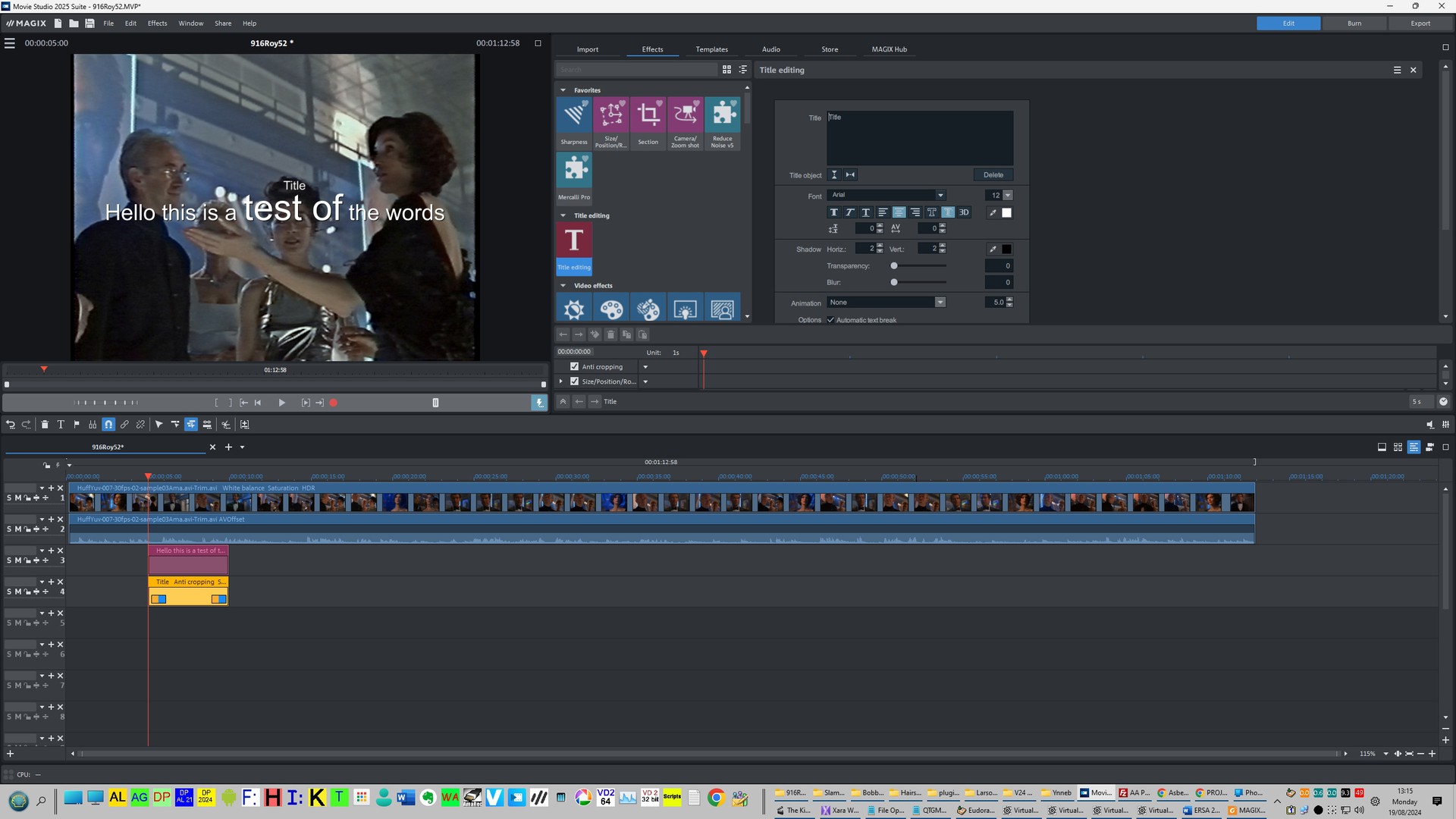 Стандартная рабочая раскладка MAGIX Movie Studio 2025 Platinum с окном просмотра, Media Pool и Timeline