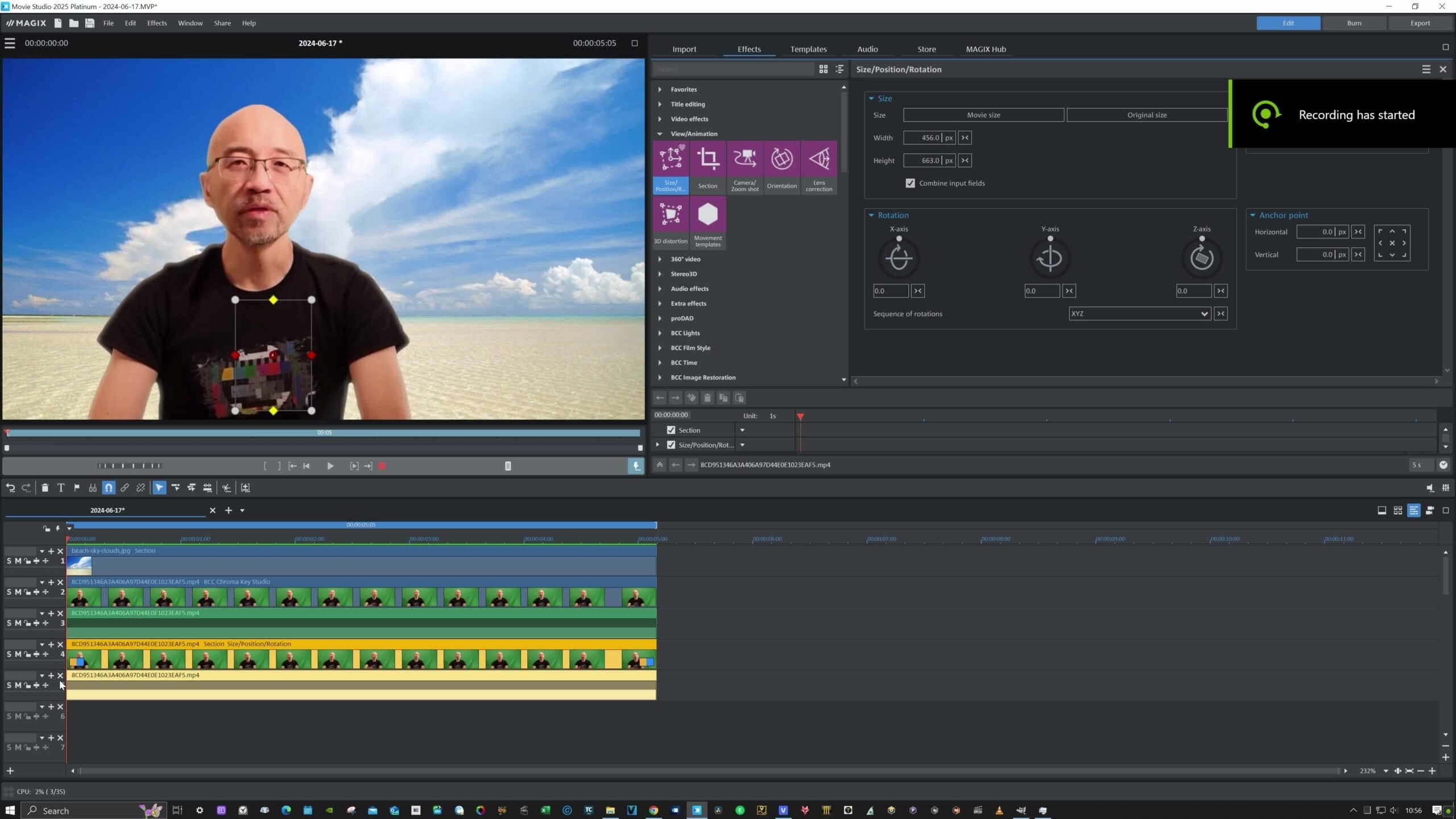 Работа с зелёным экраном в MAGIX Movie Studio 2025 Suite и композиция с заменённым фоном