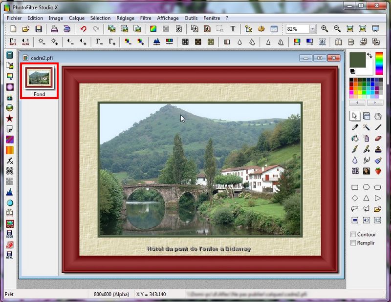 Многослойный PFI-проект PhotoFiltre Studio X с фотографией и декоративной рамкой