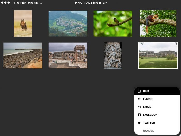 Галерея Photolemur 3 с восемью фотографиями и меню пакетного экспорта