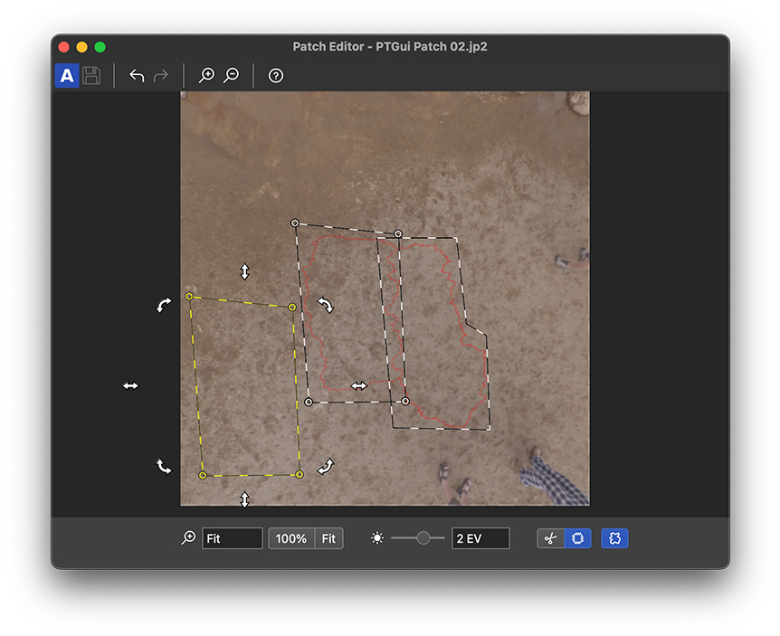 Patch Editor PTGui 13 с выделенной областью замены и областью-источником