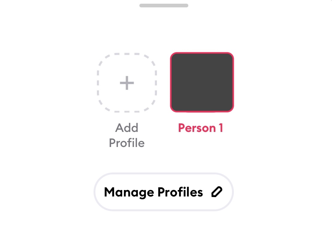 Официальный экран управления AI Profile в Remini с кнопками Add Profile и Manage Profiles