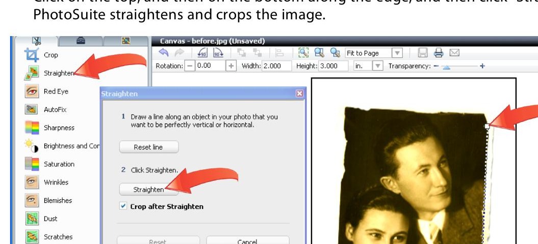 Выпрямление снимка в PhotoSuite
