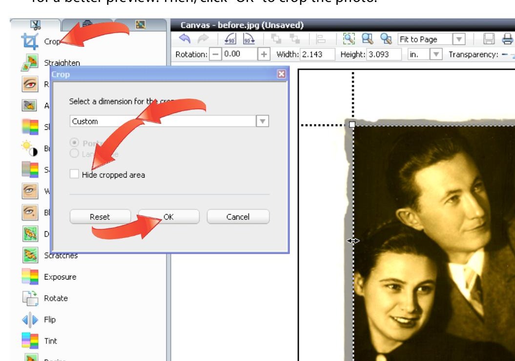 Кадрирование фотографии в PhotoSuite