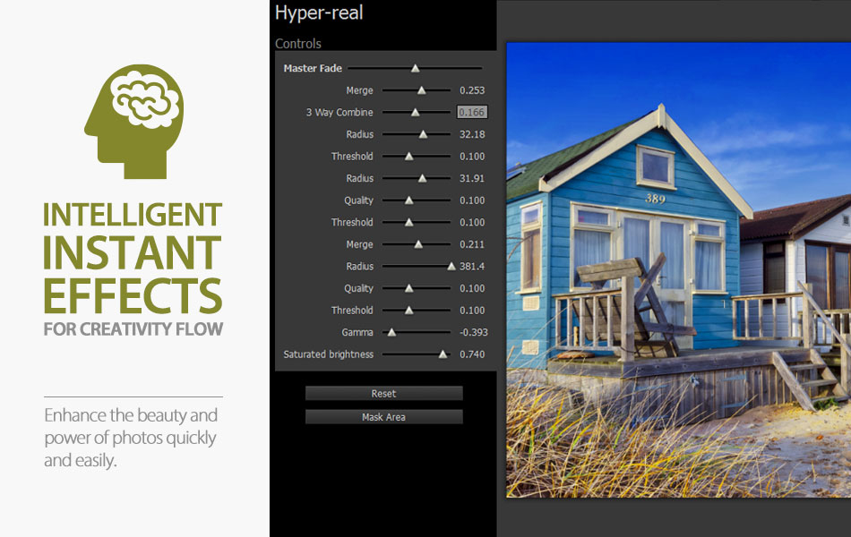 Панель параметров эффекта Smart Photo Editor с Master Fade и дополнительными ползунками