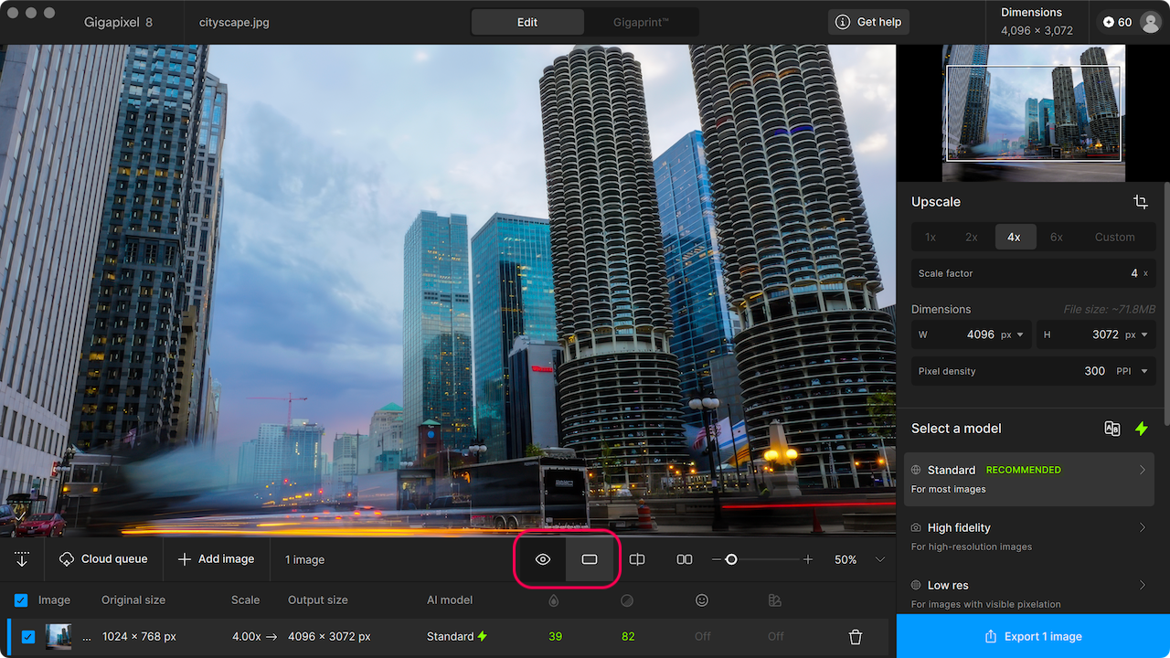 Настройки Topaz Gigapixel AI с выбором языка интерфейса