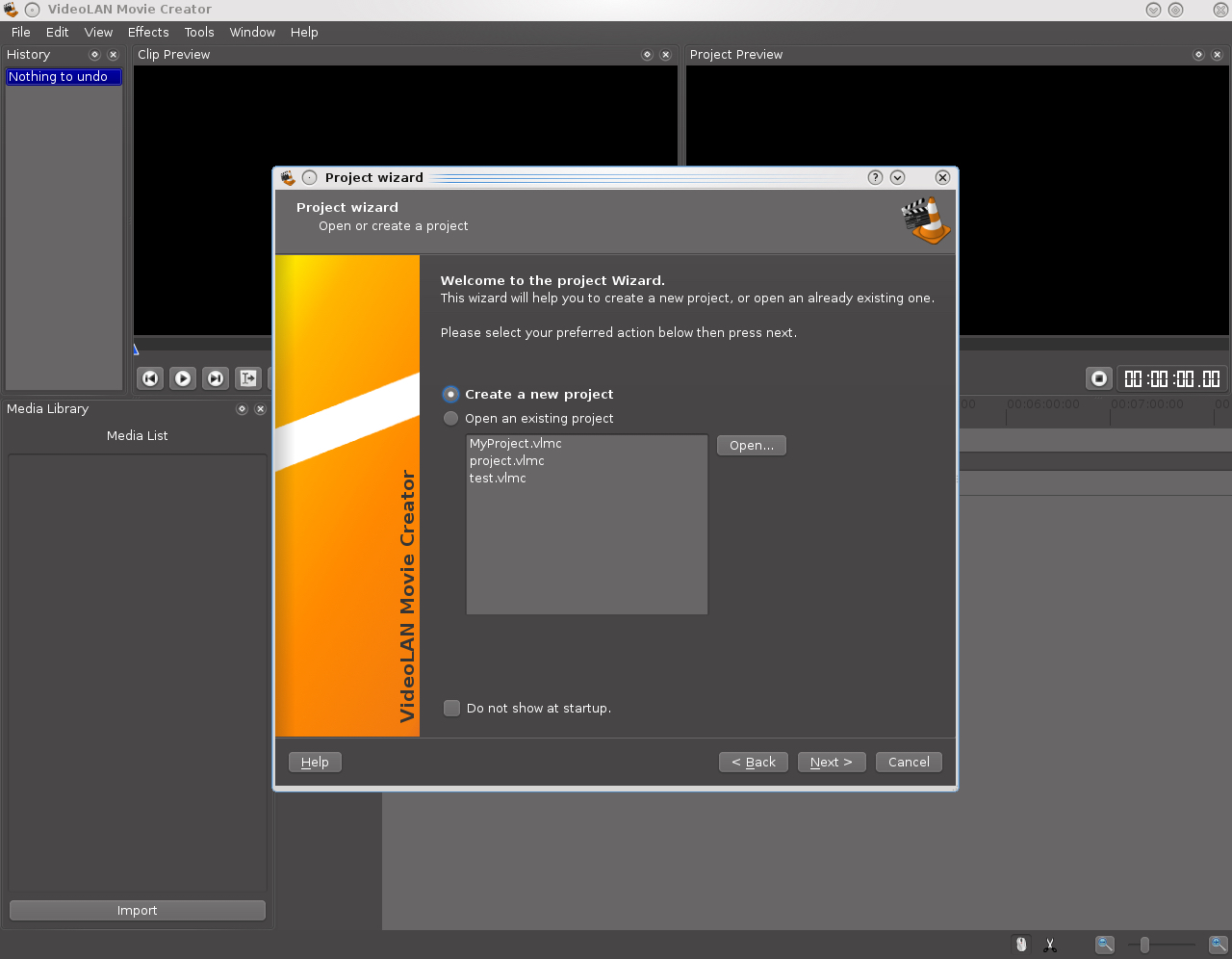VideoLAN Movie Creator: интерфейс программы
