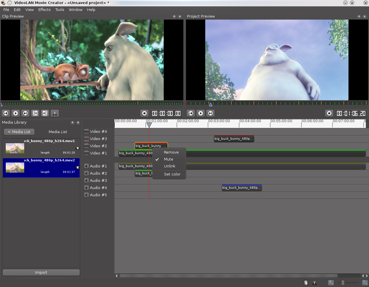 VideoLAN Movie Creator: интерфейс программы