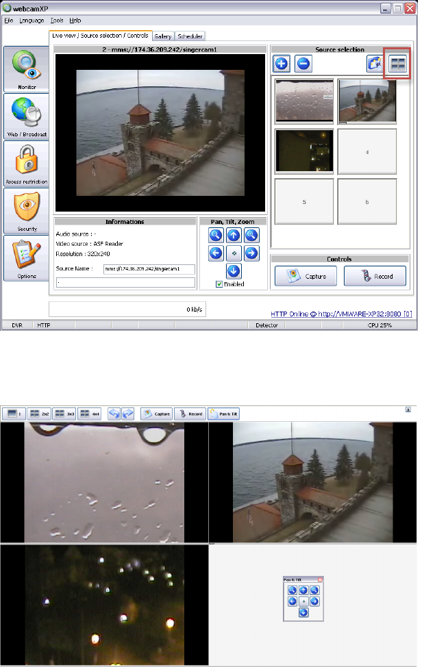 Security Center WebcamXP с многокамерной сеткой видеонаблюдения