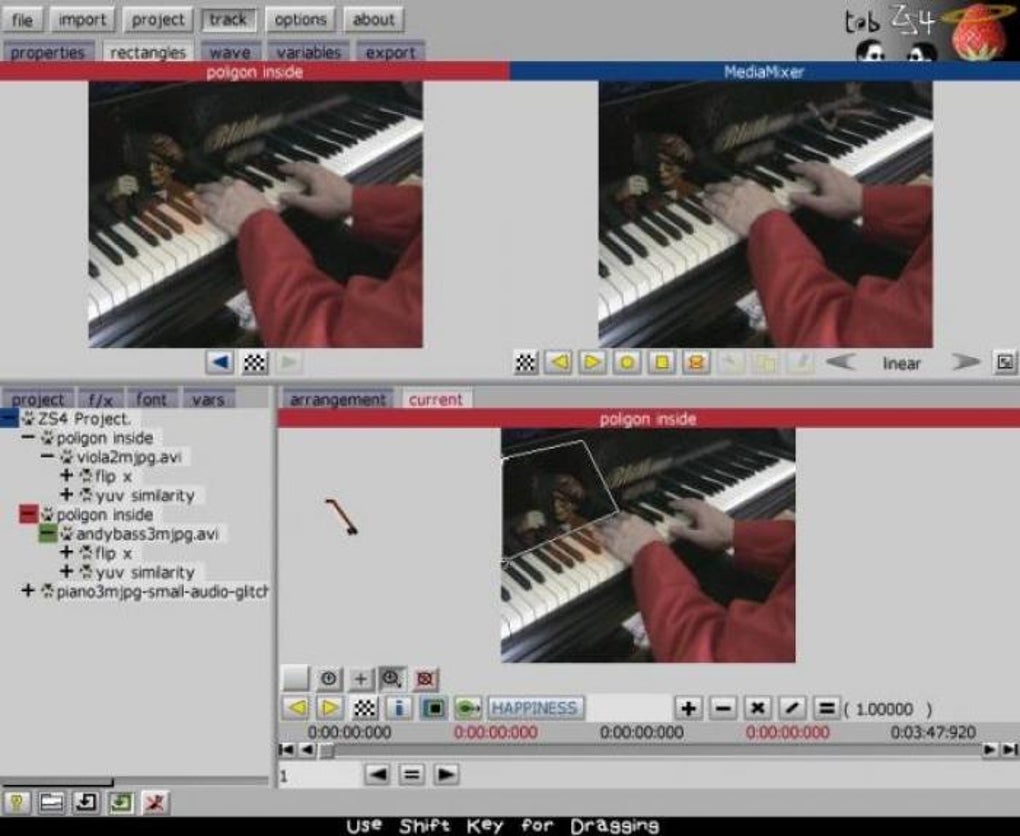 ZS4 Video Editor: несколько медиадорожек, polygon inside и окно MediaMixer